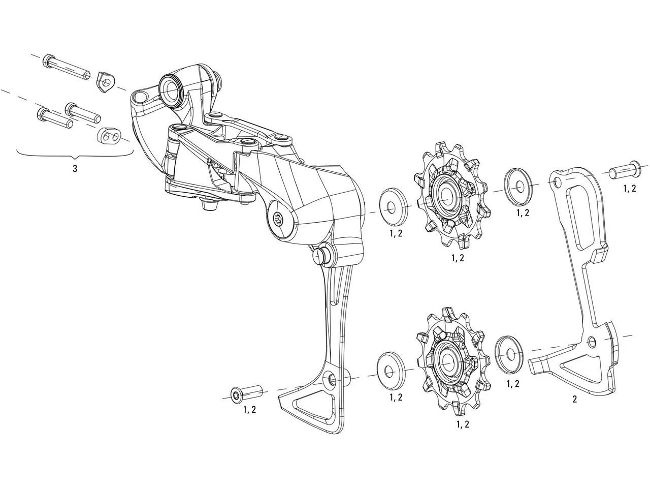 SRAM Ersatzteile Apex 1/NX Schaltwerk 1 SRAM Ersatzteile Apex 1/NX Schaltwerk